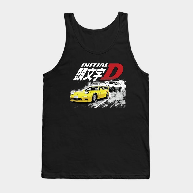 Initial D FD RX7 Stage 1 Drifting - Keisuke Takahashi's RedSuns vs takumi 86 Tank Top by cowtown_cowboy